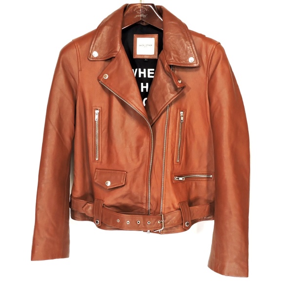 EACH X OTHER WOMEN'S BROWN SOFT LEATHER FASHION JACKET - Picture 7 of 7